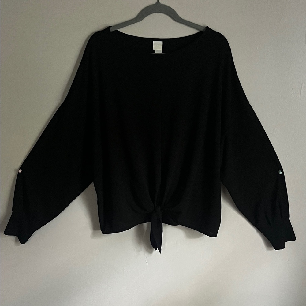 H&M Elegant Black Tie Front Top